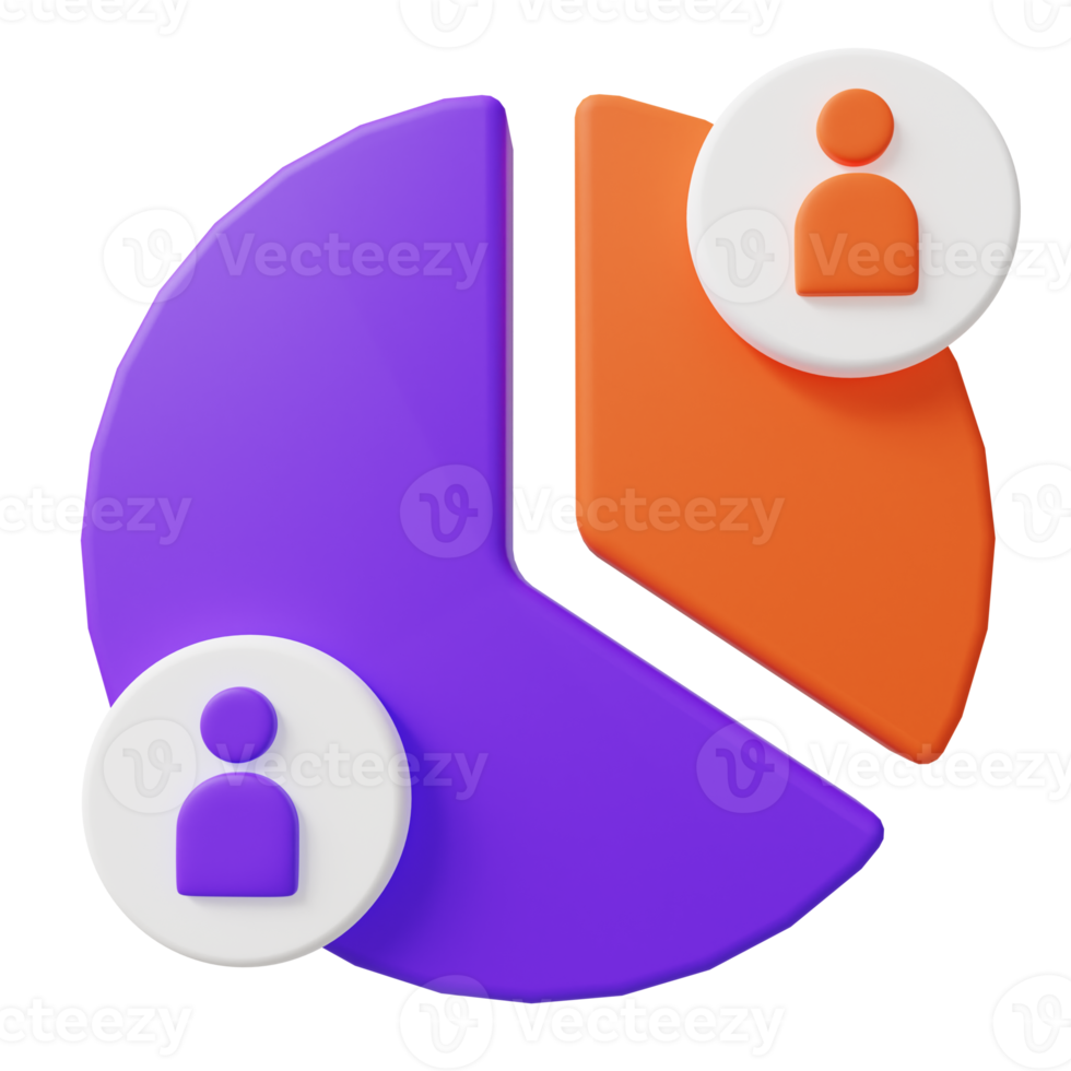 Election pie chart 3d illustration. Voting result statistic 3d render png