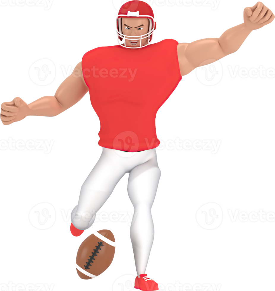 3D-Rendering von Charakteren American-Football-Spieler. png