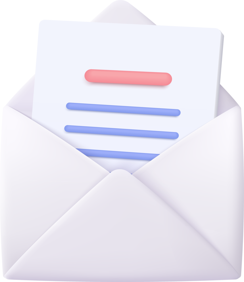 3d mail envelope icon with notification new message png