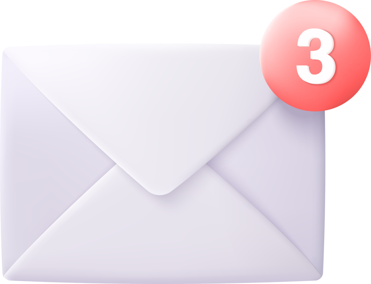 3d mail envelope icon with notification new message png