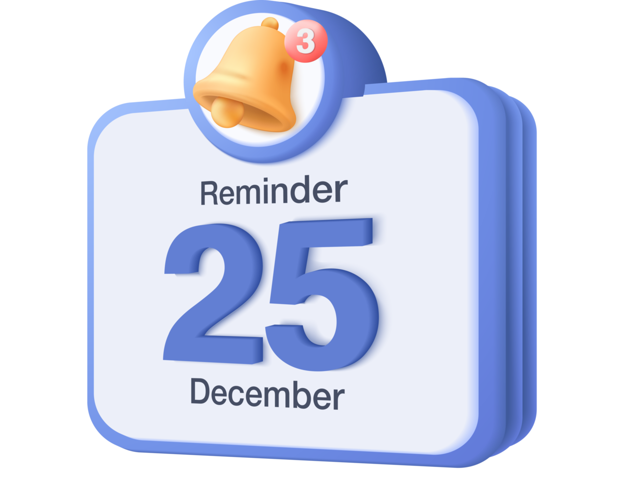 3D-Erinnerung im Kalender. Benachrichtigungsseite mit schwebenden Elementen. Benachrichtigung für Geschäftsplanung, Ereignisse, Erinnerung und Zeitplan im Hintergrund. 3D-Vektorglocke rendern im Kalender png