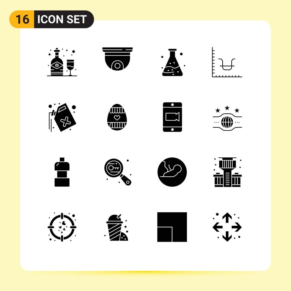 16 User Interface Solid Glyph Pack of modern Signs and Symbols of gas marketing surveillance graph business Editable Vector Design Elements