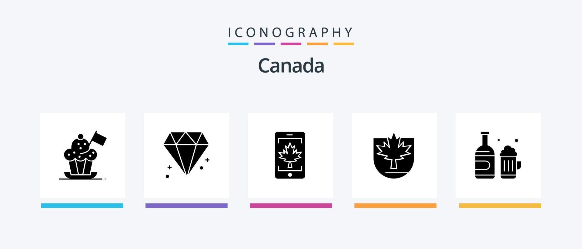 Canada Glyph 5 Icon Pack Including beer. shield. mobile. canada. security. Creative Icons Design vector