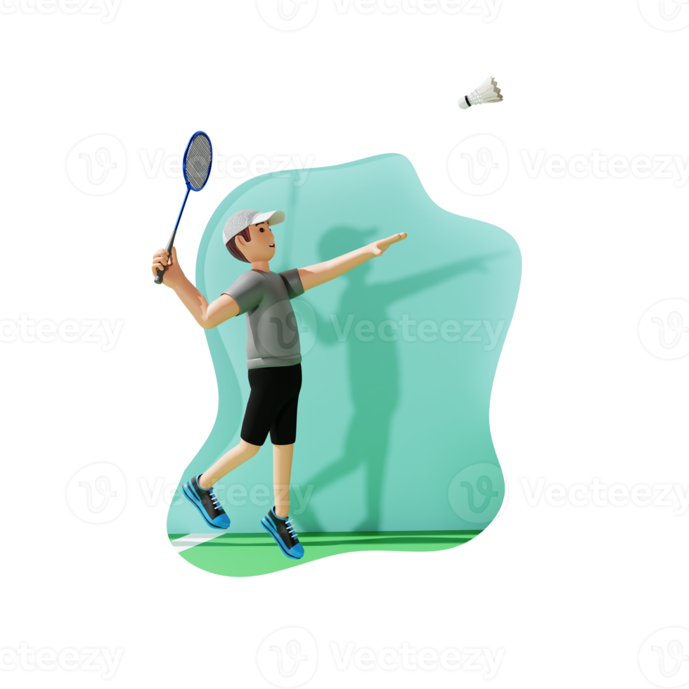Playing badminton 3D character illustration png