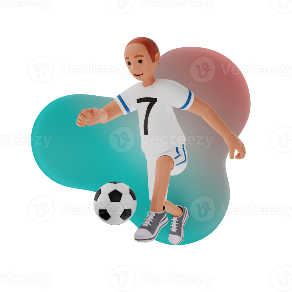 ilustración de personaje 3d de jugador de fútbol png