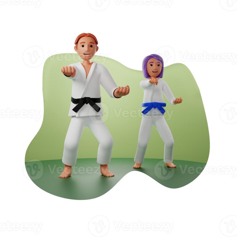 Training Karate 3D Character Illustration png