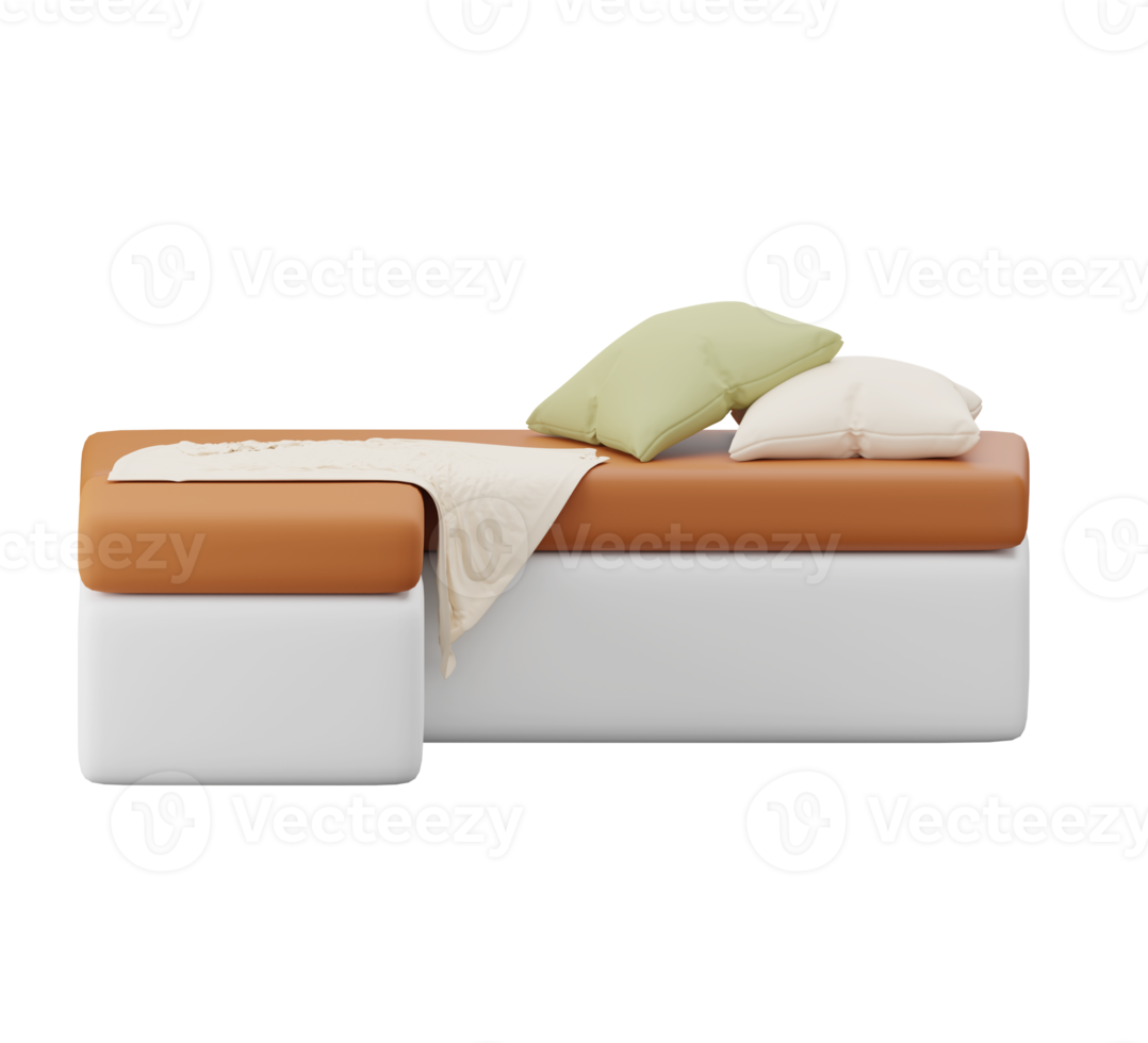 3D sofa with pillow.  minimal furniture for the home. 3D rendering png