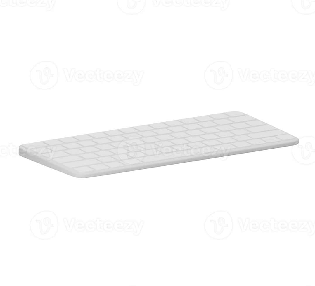 3D modern computer keyboard. 3D rendering png
