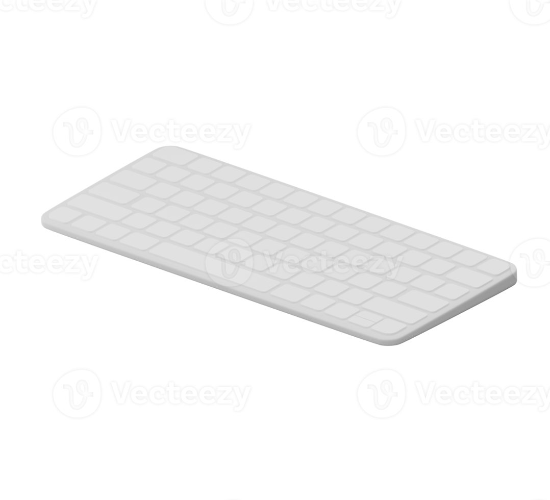 3D modern computer keyboard. 3D rendering png