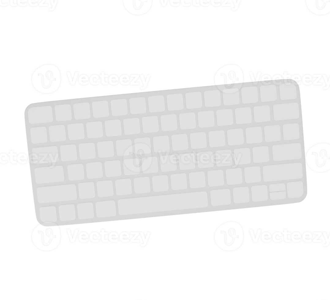 3D modern computer keyboard. 3D rendering png