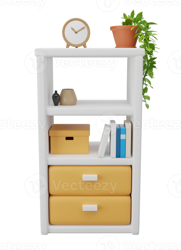 weißer Schrank 3d mit dekorativem. 3D-Rendering png