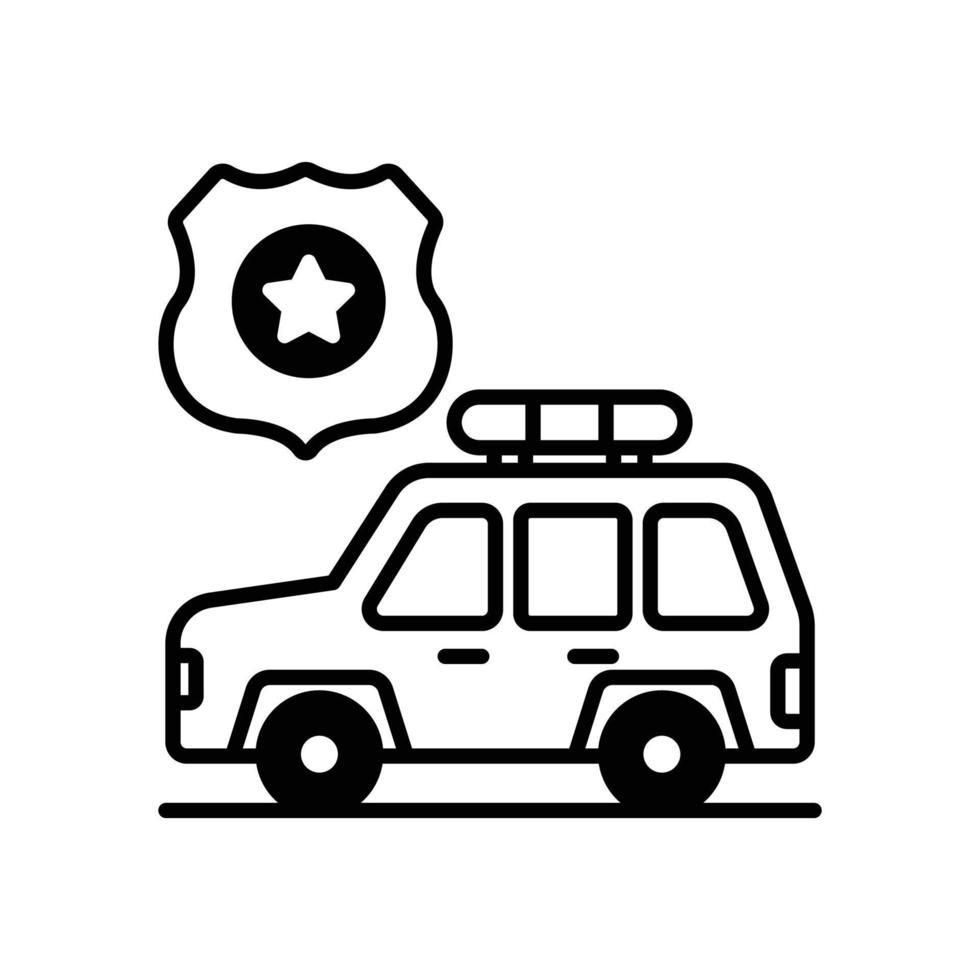 Police car vector glyph icon style illustration. EPS 10 file