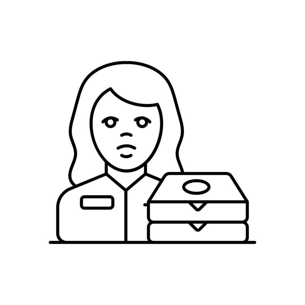 Delivery Woman Vector Icon Line  Style Illustration. EPS 10 File