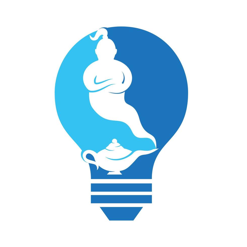 Genie with lamp logo designs vector. Genie and lam logo concept. vector