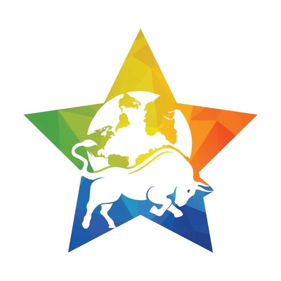 Globe bull vector logo icon design. Word and Bull logo design icon vector.