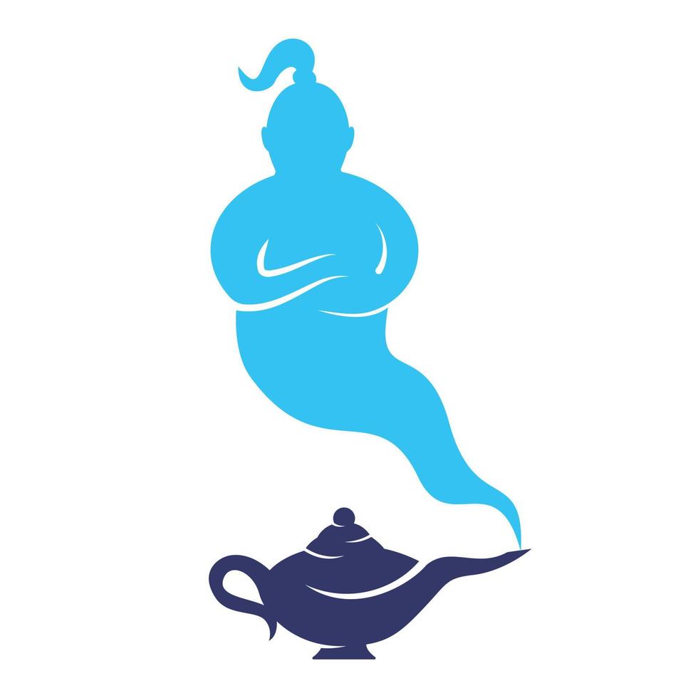 Genie with lamp logo designs vector. Genie and lam logo concept. vector