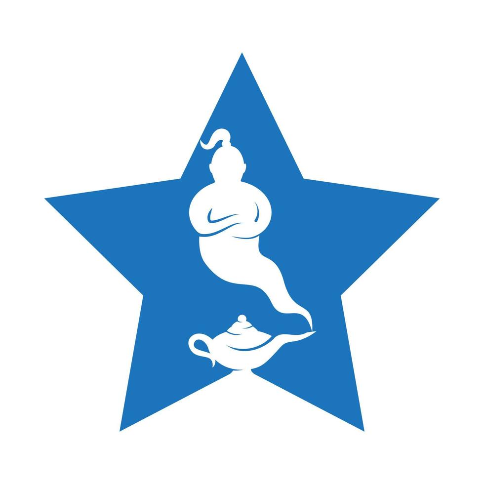 Genie with lamp logo designs vector. Genie and lam logo concept. vector