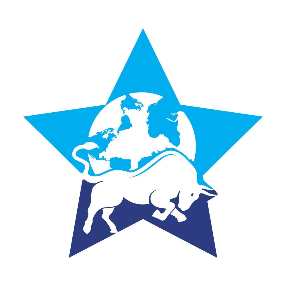 diseño de icono de logotipo de vector de toro de globo. vector de icono de diseño de logotipo de palabra y toro.