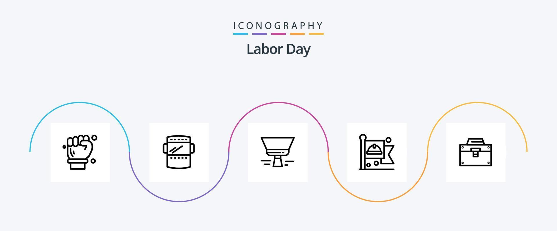 Labor Day Line 5 Icon Pack Including communist . tool. protection . paint brush . brush vector