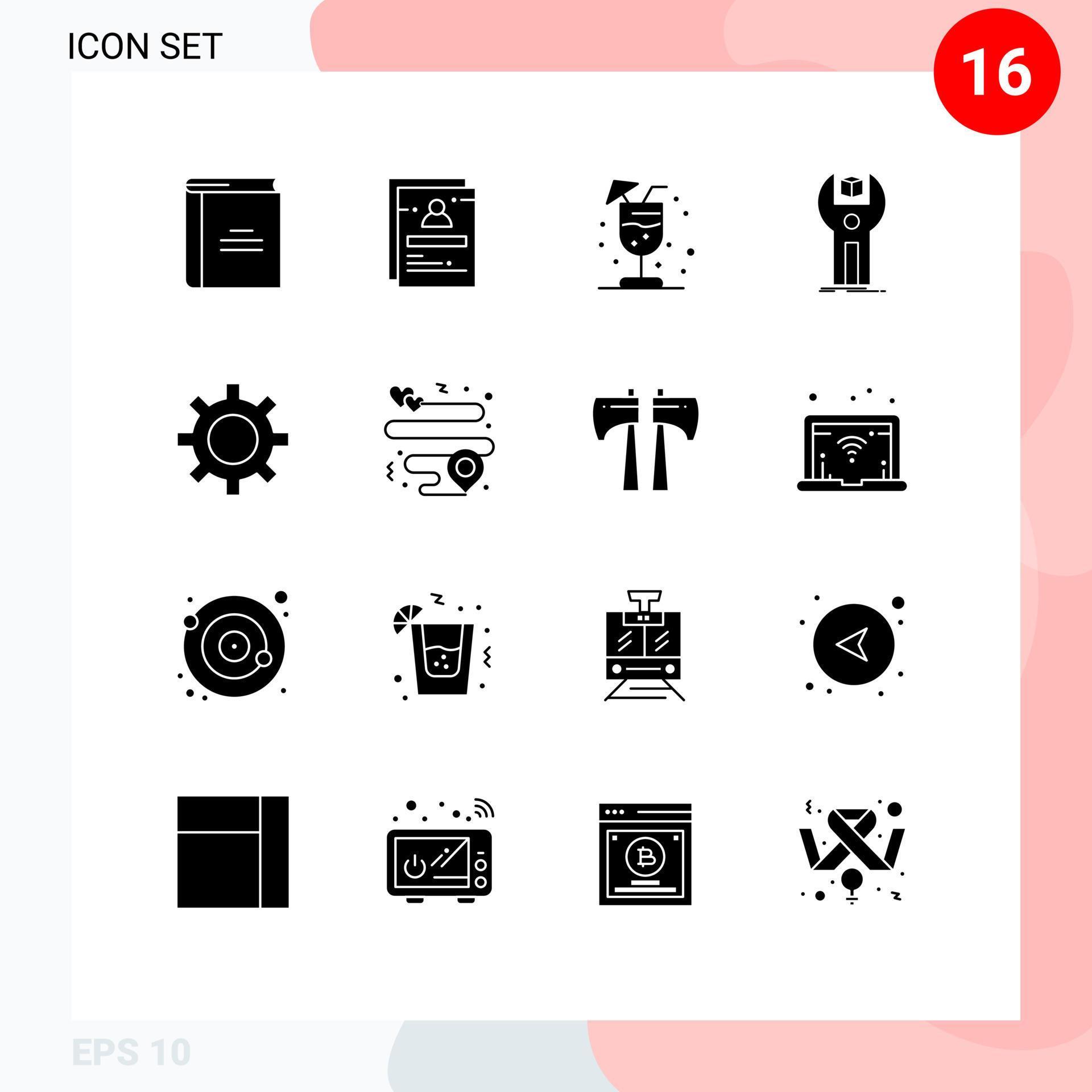 Mobile Interface Solid Glyph Set of 16 Pictograms of programming ...
