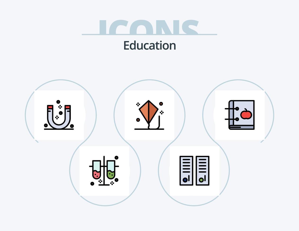 Education Line Filled Icon Pack 5 Icon Design. drafting. compass. success. architecture. research vector