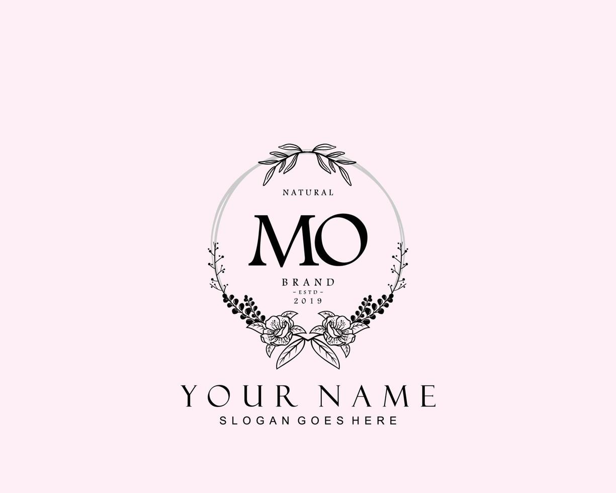 Initial MO beauty monogram and elegant logo design, handwriting logo of initial signature, wedding, fashion, floral and botanical with creative template. vector