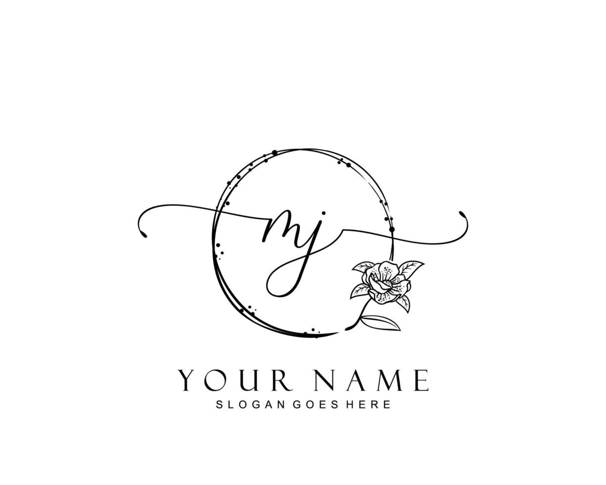 Initial MJ beauty monogram and elegant logo design, handwriting logo of initial signature, wedding, fashion, floral and botanical with creative template. vector