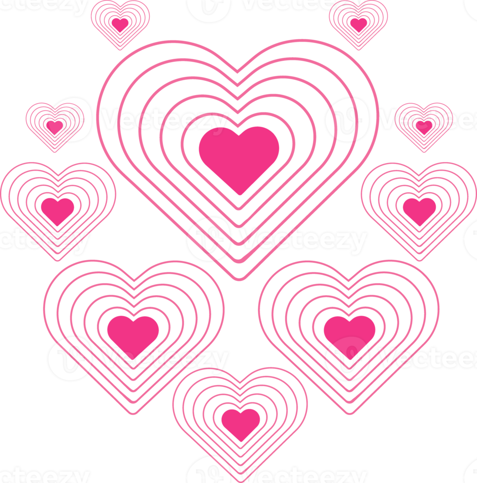 romantic abstract heart love ornament design png