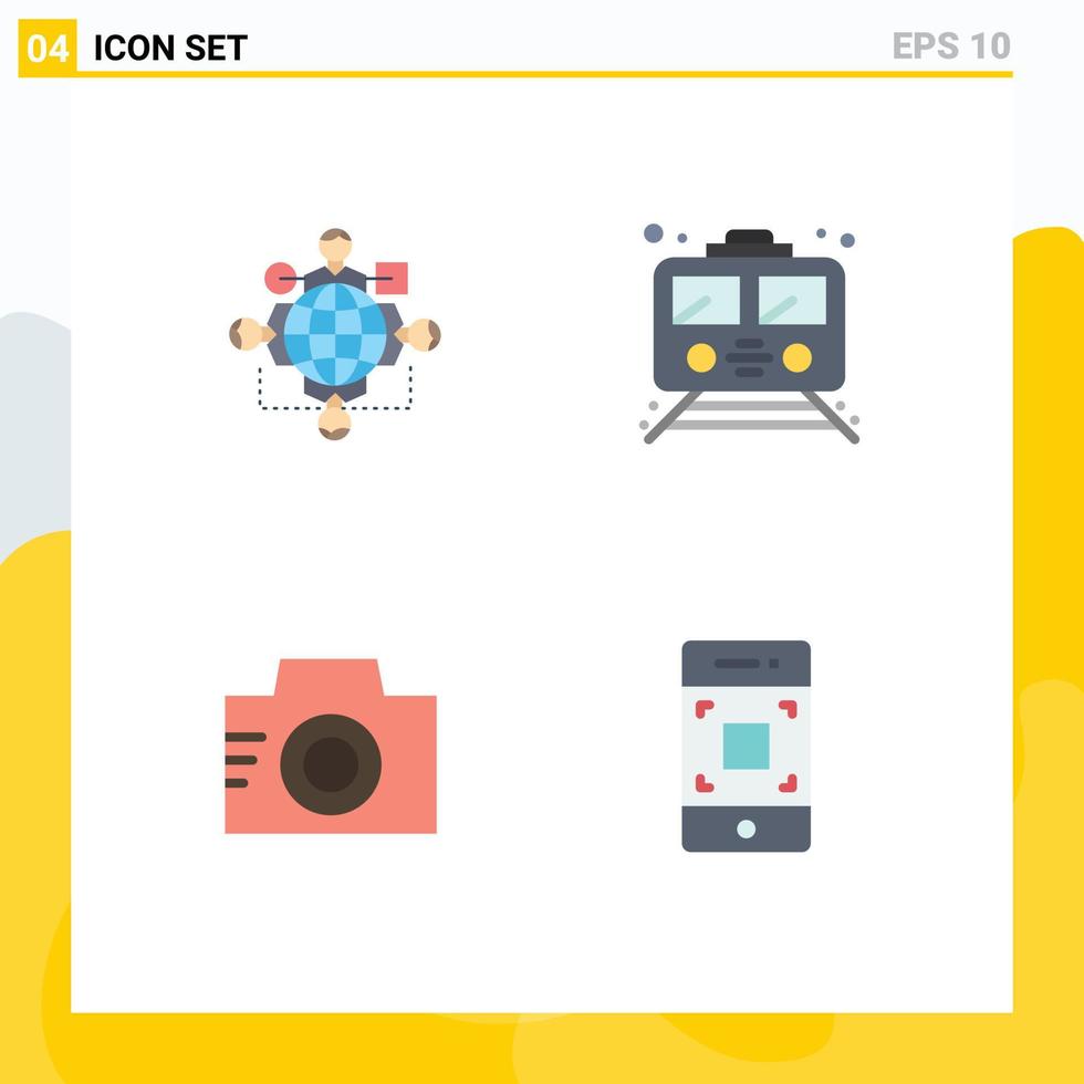 Modern Set of 4 Flat Icons Pictograph of function transportation operation public image Editable Vector Design Elements