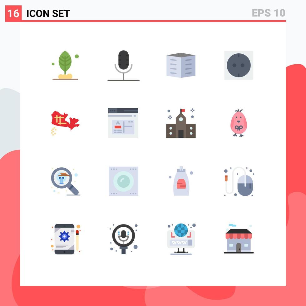 User Interface Pack of 16 Basic Flat Colors of location canada apartments socket office blocks Editable Pack of Creative Vector Design Elements