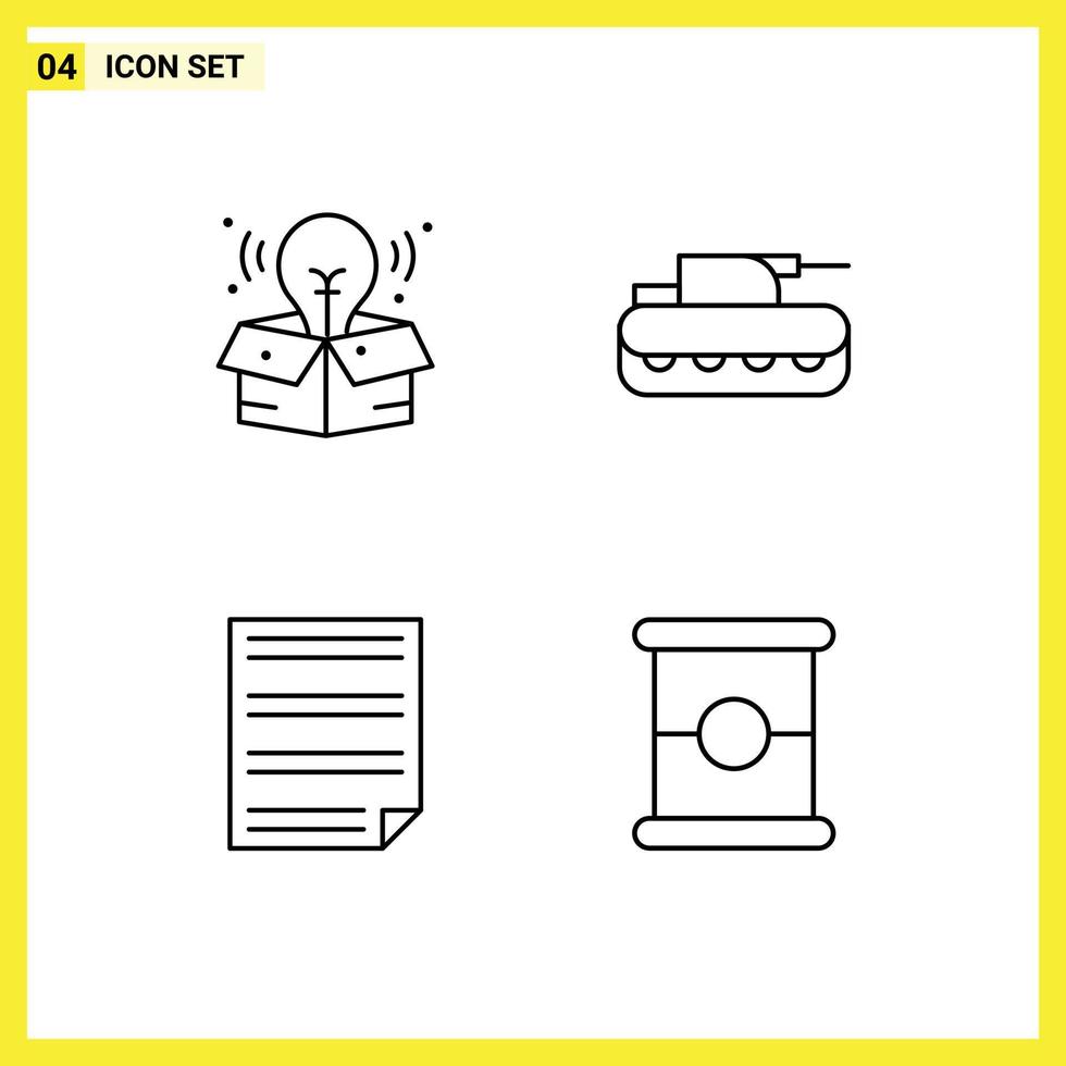 4 Creative Icons Modern Signs and Symbols of creative homework cannon tank report Editable Vector Design Elements