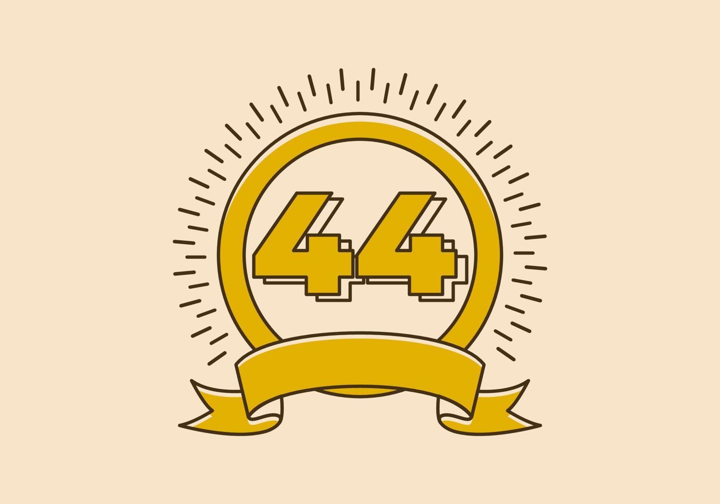insignia de círculo amarillo vintage con el número 44 en él vector