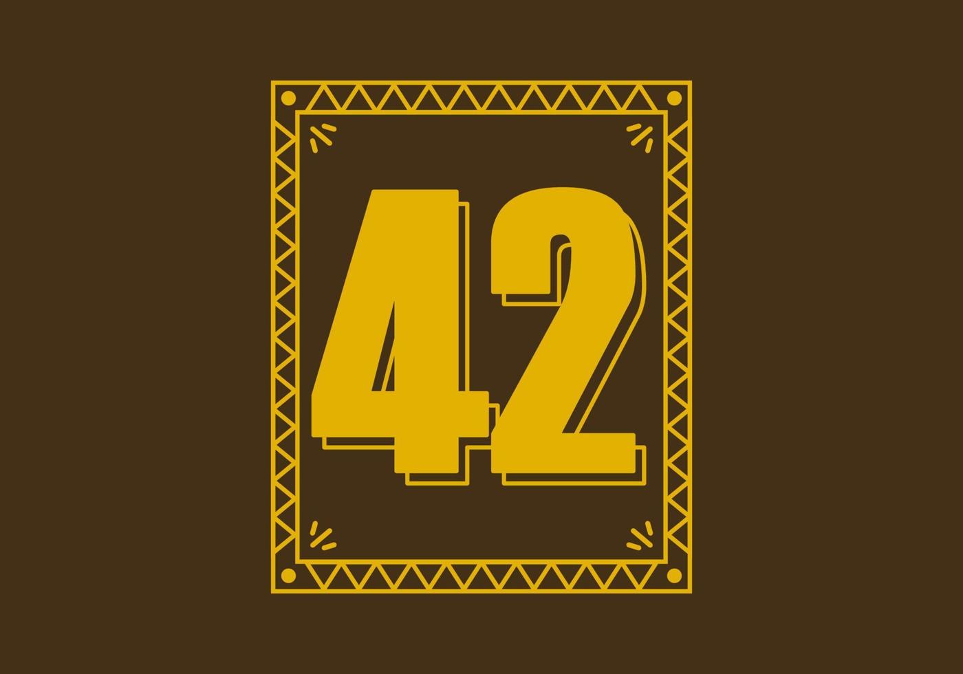 Number 42 in retro rectangle frame vector