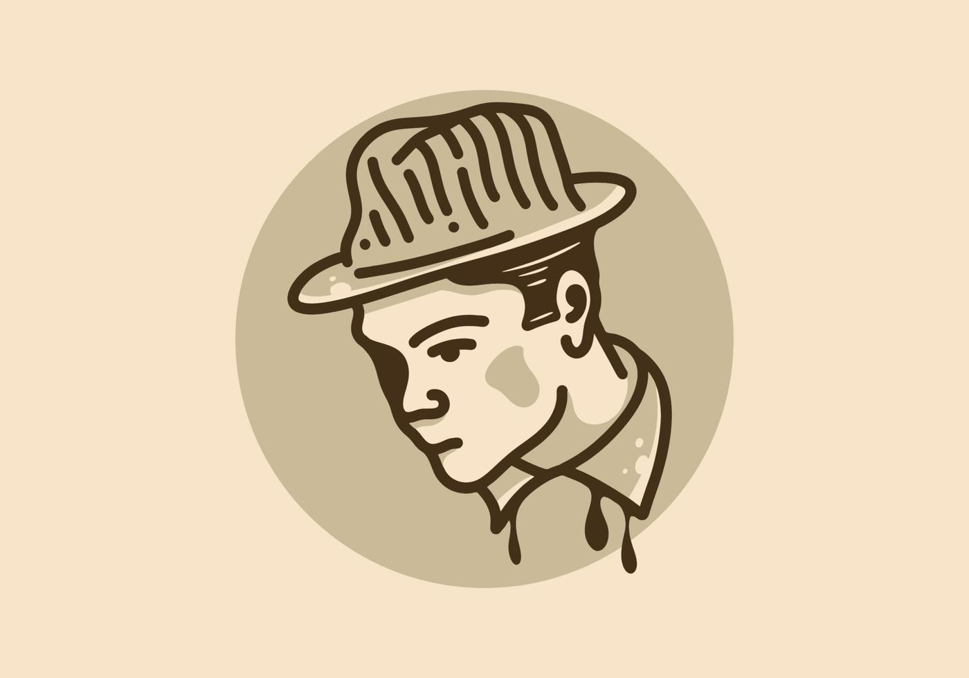 Illustration design of men wear round hats vector