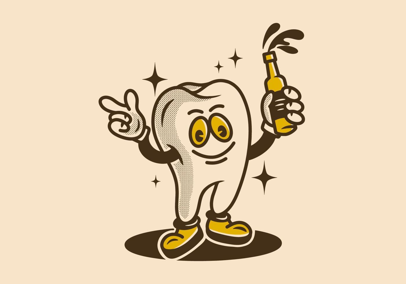 An illustration design of a tooth character vector