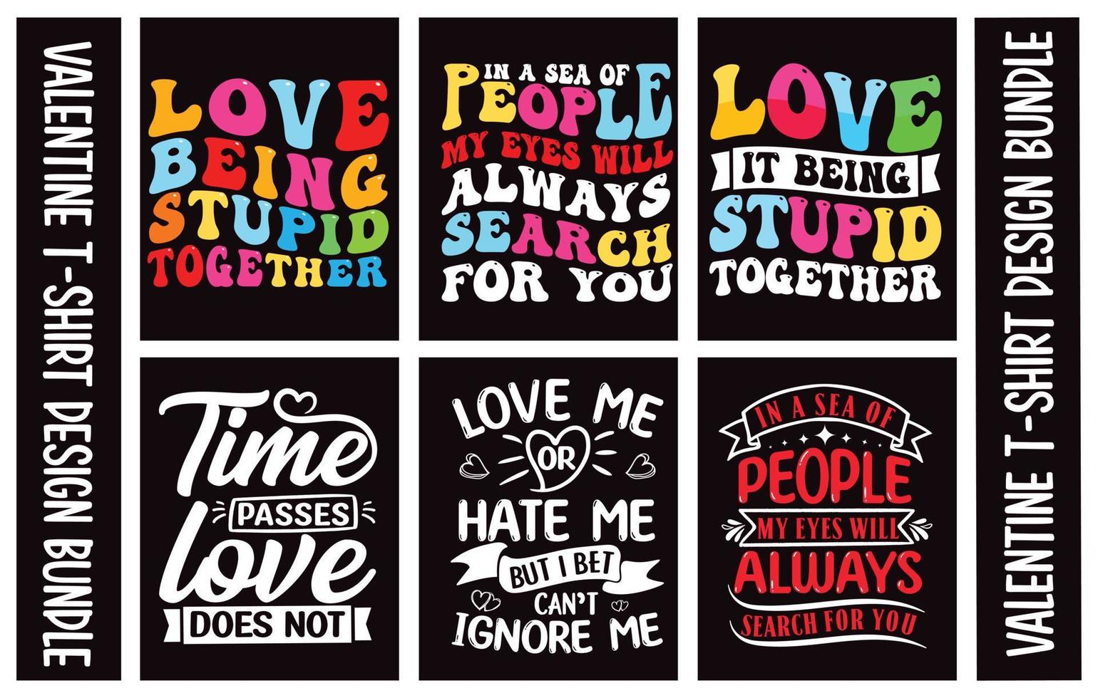 Valentines Typography  T-shirt Design Bundle.t vector