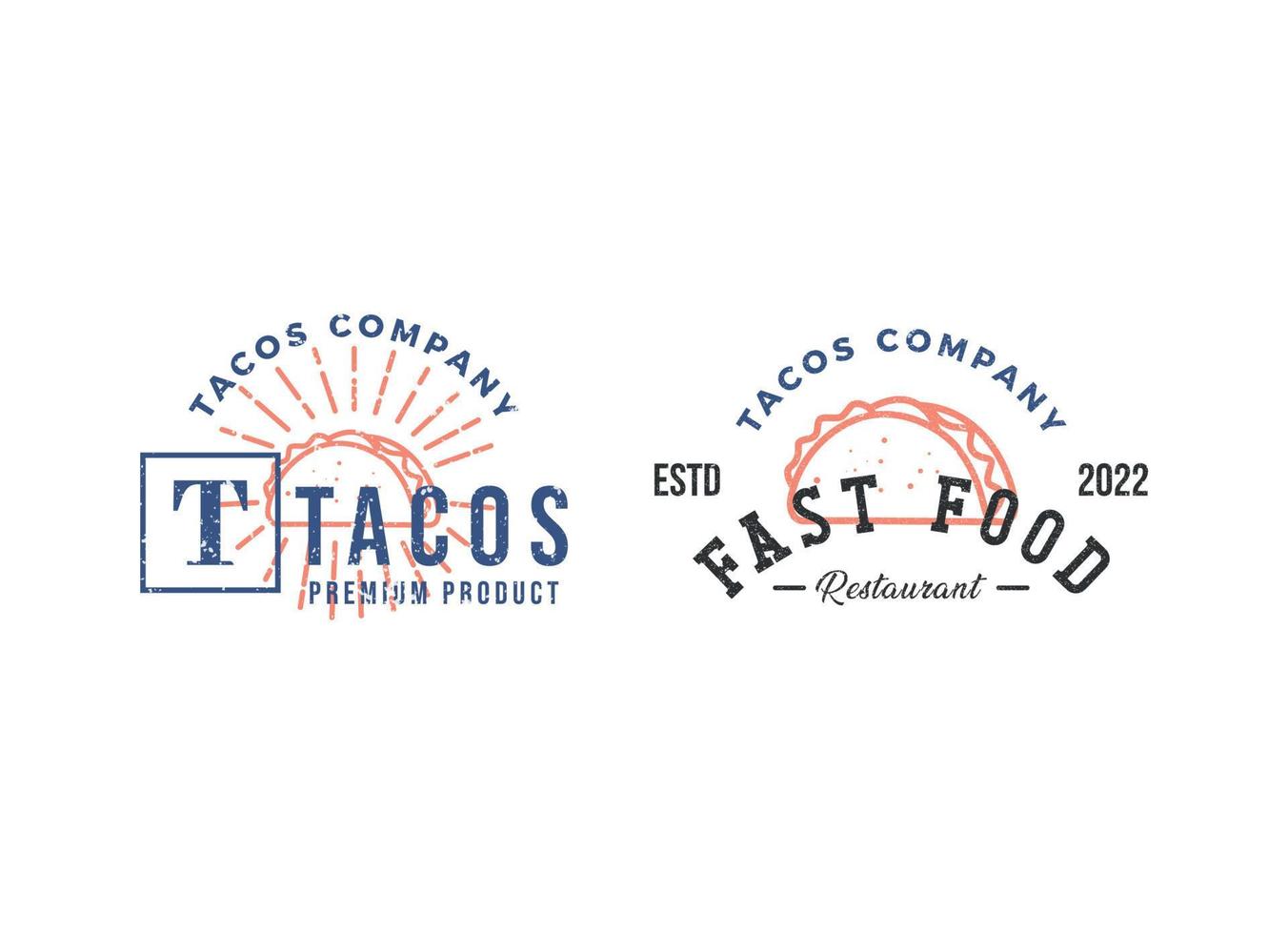 Tacos logo design vector illustration. Good for restaurant menu and cafe badge.