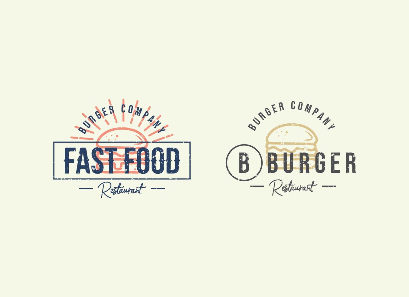 Burger hipster logo. Logo for burger house, restaurant with burger icon. vector