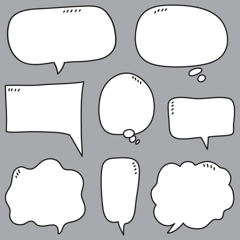 Hand drawn set of speech bubbles isolated . Doodle set element. Vector illustration.