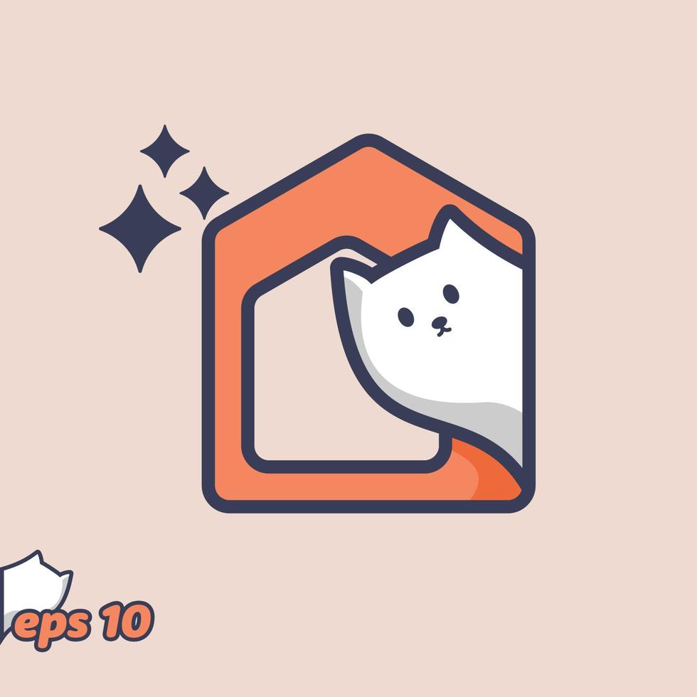 icono de casa de gato mirando a escondidas vector