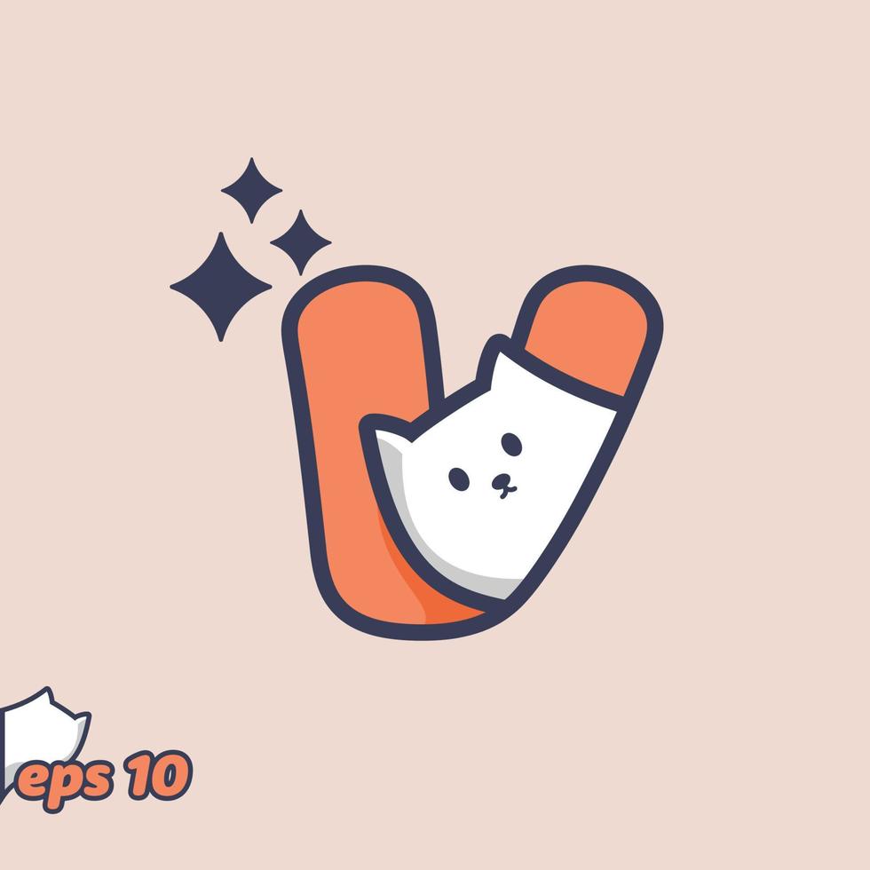 Peeking Cat Alphabet V vector