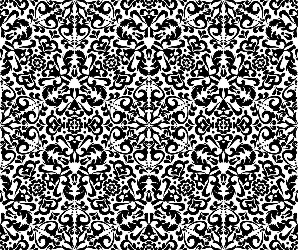 Floral ornament, seamless pattern. Elegant patterned background. Black and white. Monochrome seamless pattern. vector