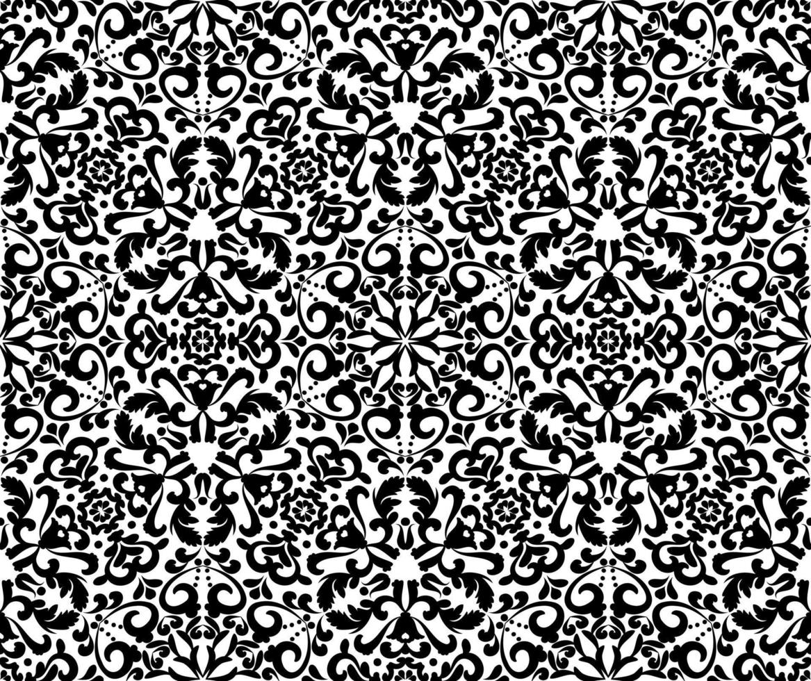 Floral ornament, seamless pattern. Elegant patterned background. Black and white. Monochrome seamless pattern. vector