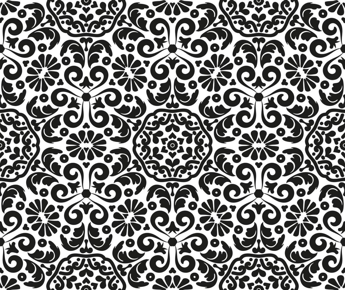 Damask seamless pattern with vignettes. Rich Victorian ornament for textile, wallpaper, wrapping or scrapbooking. Seamless vintage pattern. vector