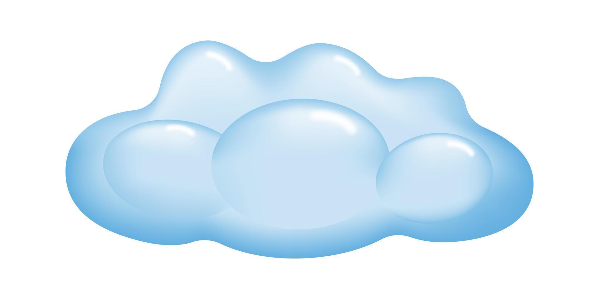 Cartoon blue fluffy cloud isolated on a white background. Vector illustration.