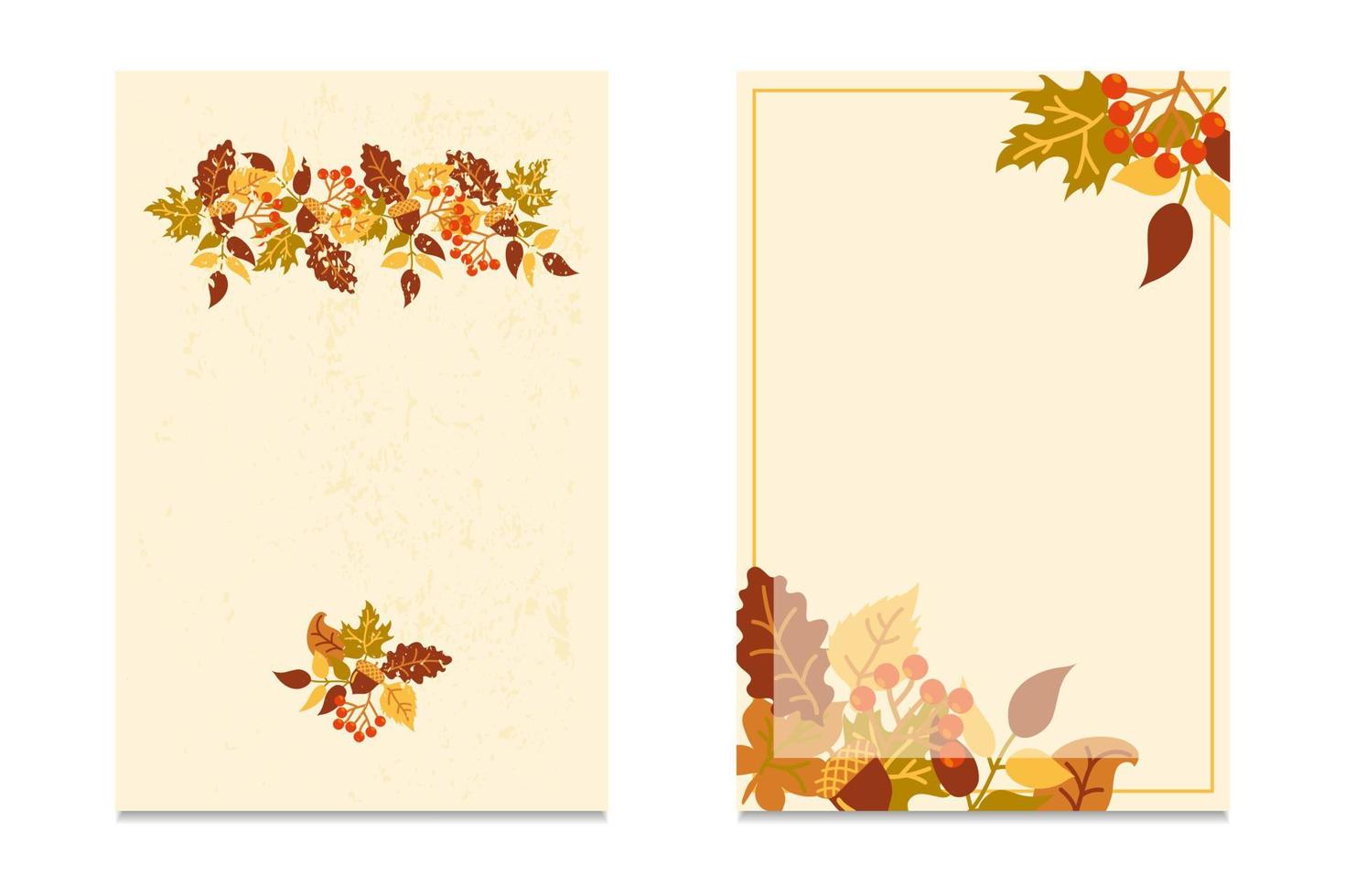 conjunto de fondos otoñales para invitaciones, menús o publicidad. lugar para su texto. pancartas de otoño. vector