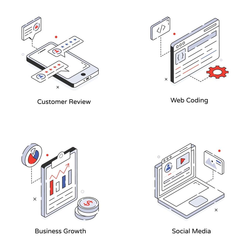 Set of Web Isometric Icons vector