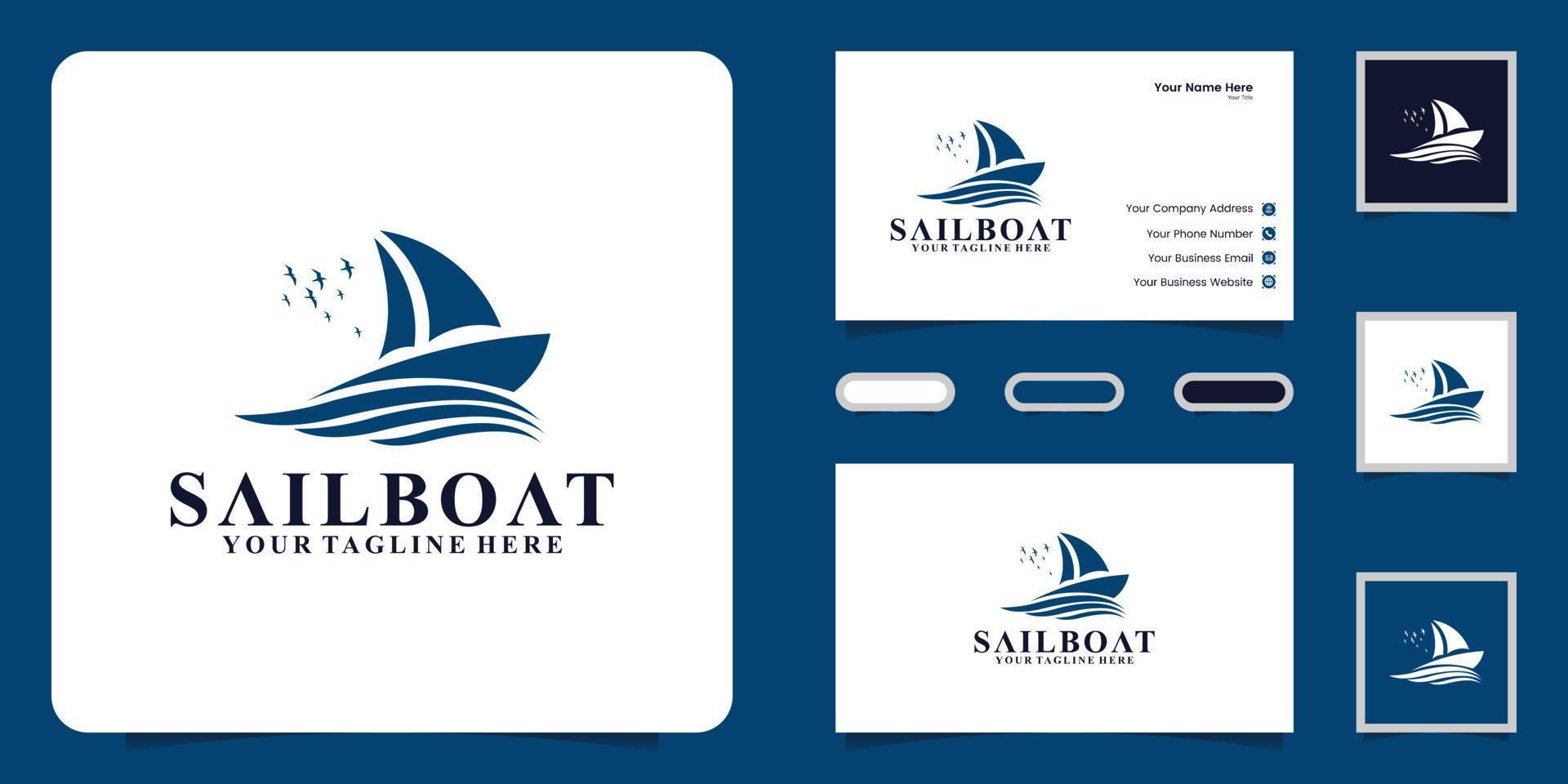 sailboat logo design inspiration and business card inspiration vector