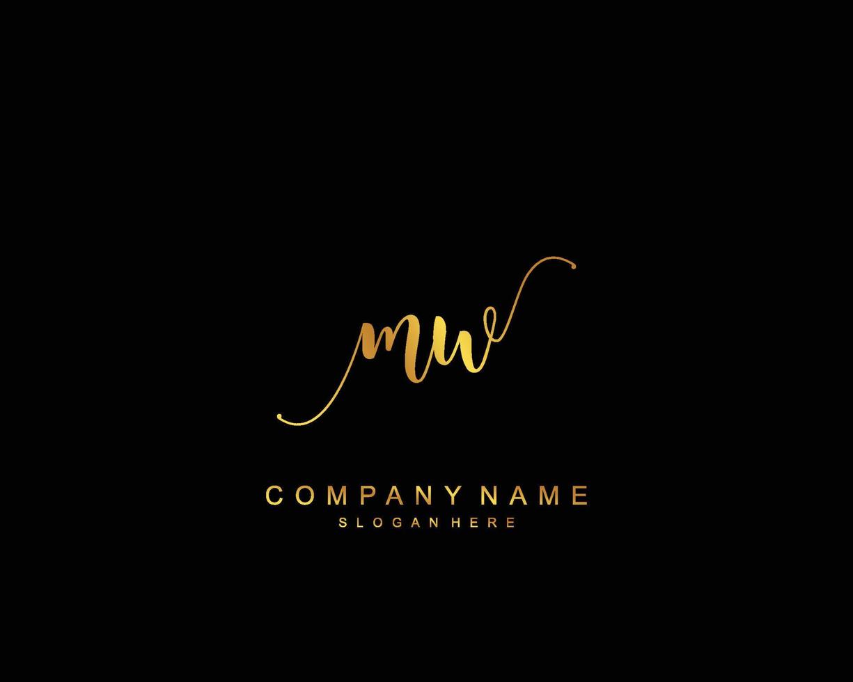 Initial MW beauty monogram and elegant logo design, handwriting logo of initial signature, wedding, fashion, floral and botanical with creative template. vector