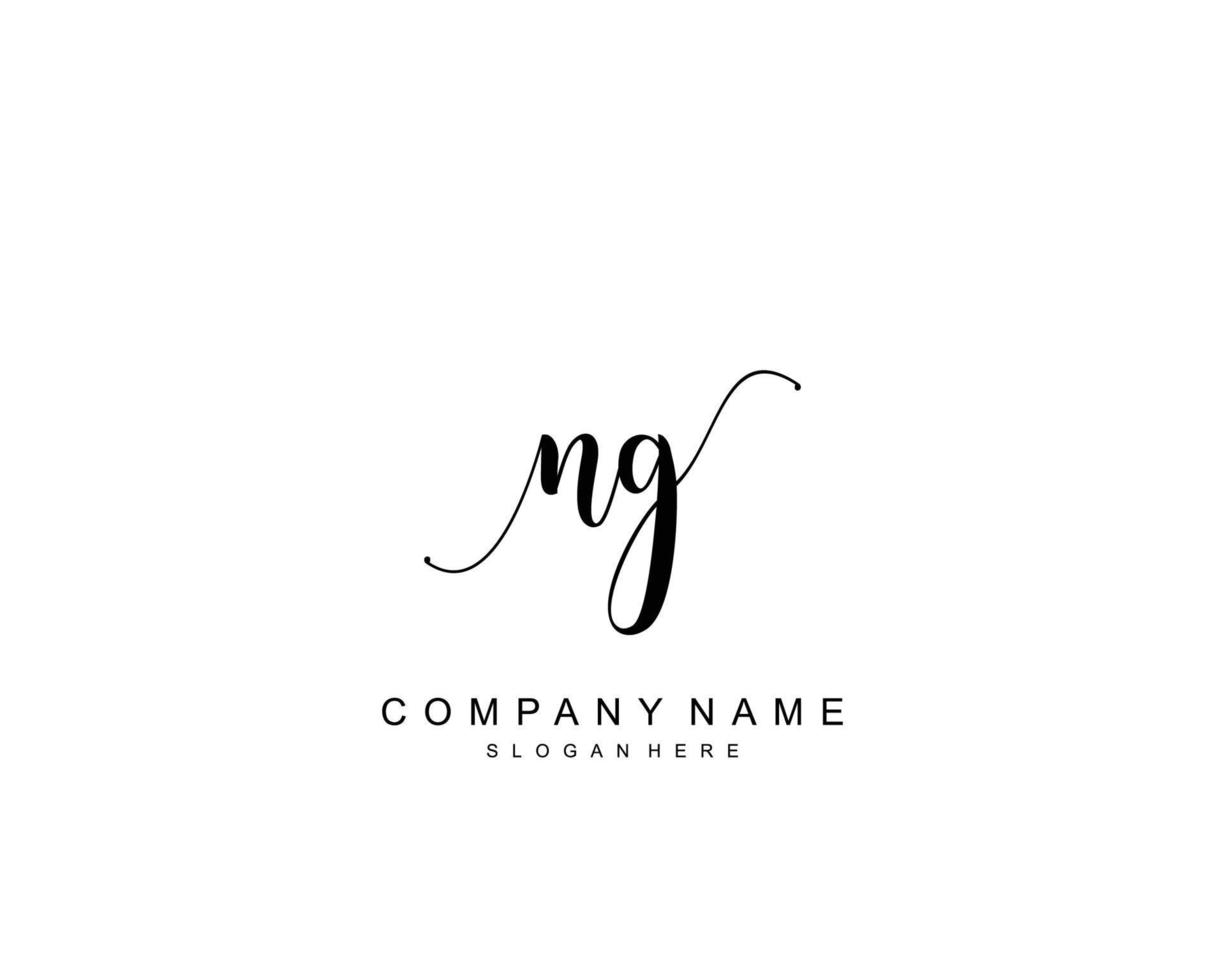 Initial NG beauty monogram and elegant logo design, handwriting logo of initial signature, wedding, fashion, floral and botanical with creative template. vector